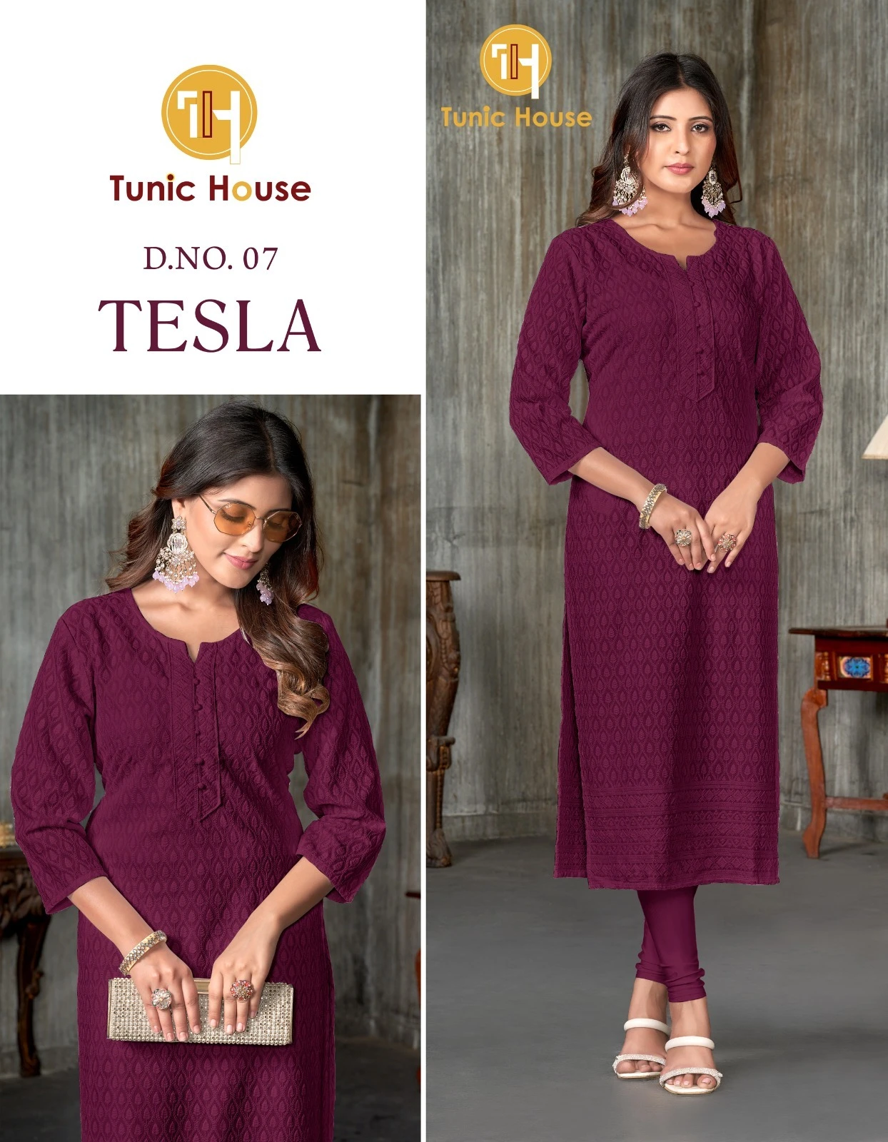 Tunic House Tesla Viscous Rayon Wholesale Fully Chikankari Fancy Kurtis Catalog — Wholesale Kurtis, MPA wholesale from Surat - Gallery Image 8